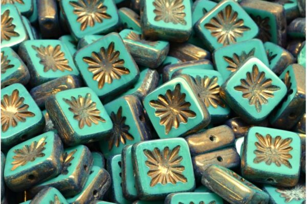 TCB Squared Kiwi Beads 10x10mm - Image 1