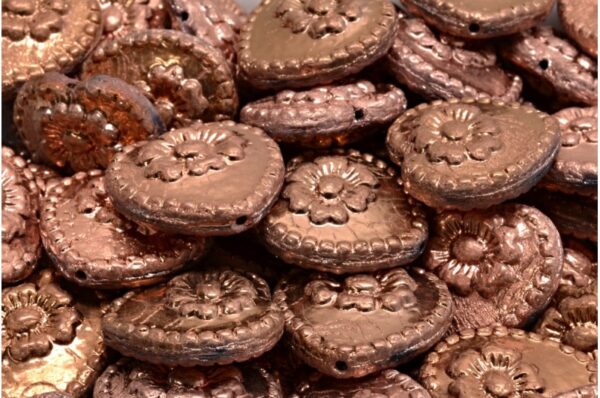 Heart Beads With Rose 17x17mm - Image 1