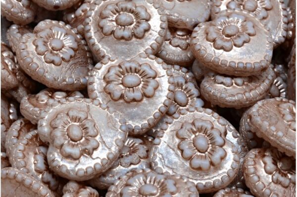 Heart Beads With Rose 17x17mm - Image 1