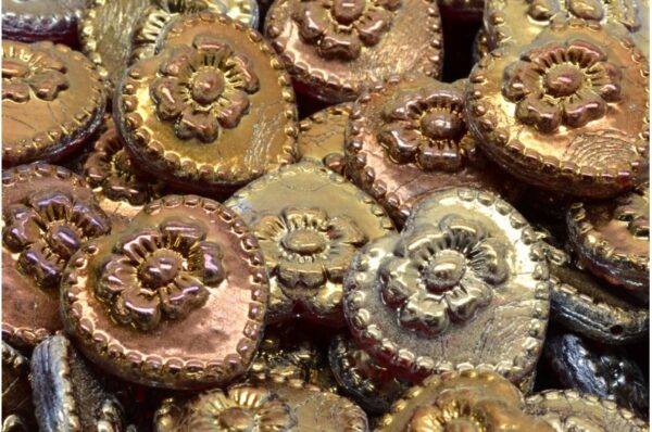 Heart Beads With Rose 17x17mm - Image 1