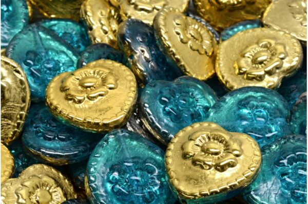 Heart Beads With Rose 17x17mm - Image 1