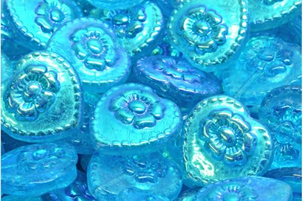 Heart Beads With Rose 17x17mm - Image 1