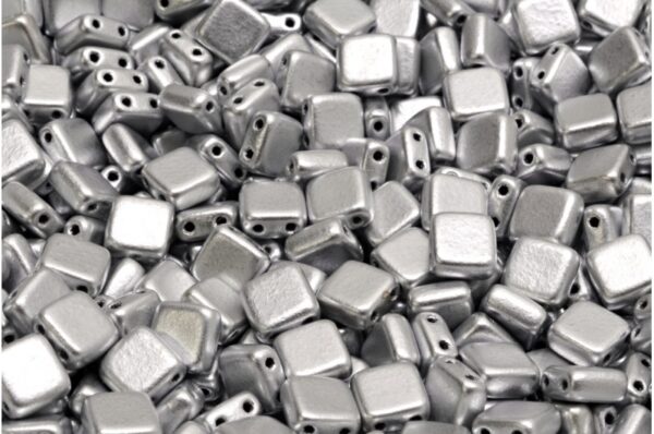 2 Holes Pressed Tile Beads 6x6mm - Image 1