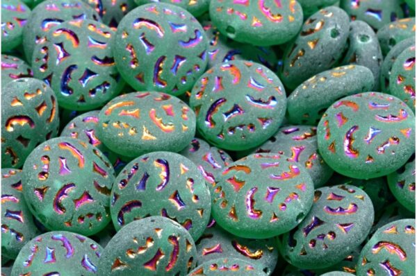 Lentil Beads with Ornaments 14mm - Image 1