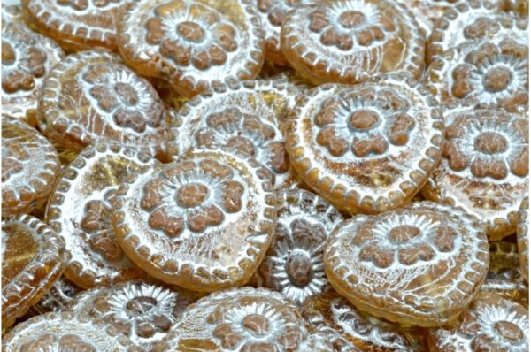 Heart Beads With Rose 17x17mm - Image 1