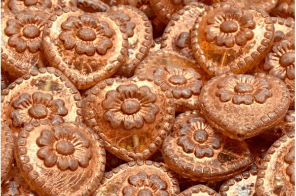 Heart Beads With Rose 17x17mm - Image 1