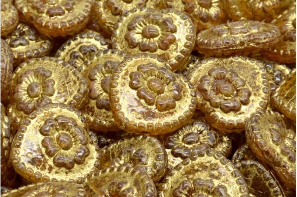 Heart Beads With Rose 17x17mm - Image 1