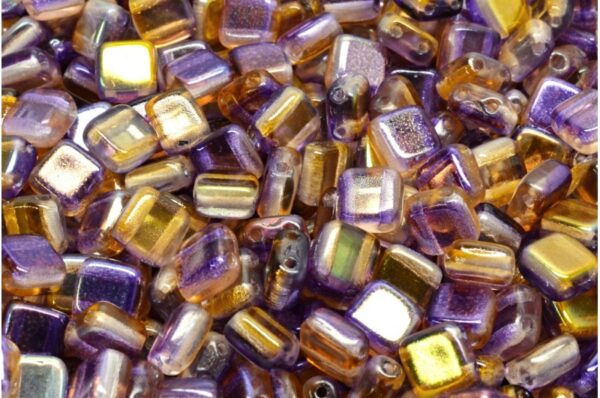 2 Holes Pressed Tile Beads 6x6mm - Image 1