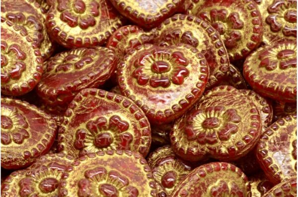 Heart Beads With Rose 17x17mm - Image 1