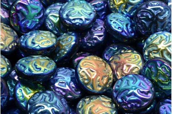 Lentil Beads with Ornaments 14mm - Image 1