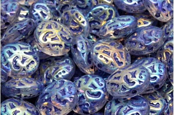Lentil Beads with Ornaments 14mm - Image 1