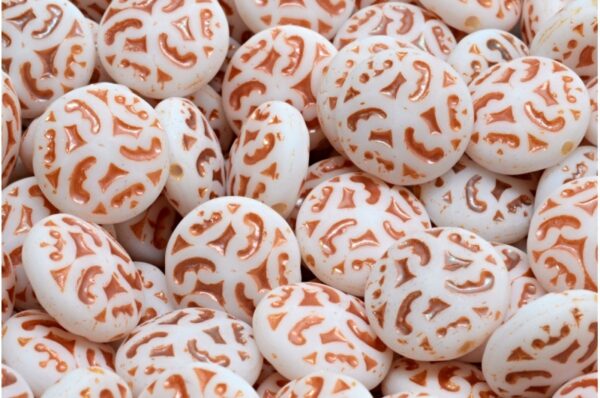 Lentil Beads with Ornaments 14mm - Image 1