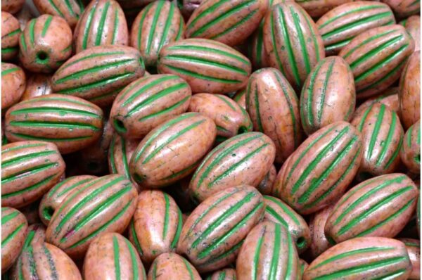 Olive Melon Beads 14x8mm - Image 1