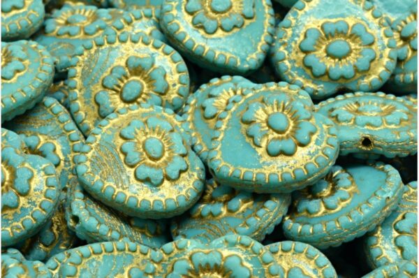 Heart Beads With Rose 17x17mm - Image 1