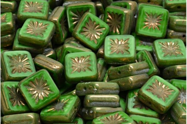 TCB Squared Kiwi Beads 10x10mm - Image 1