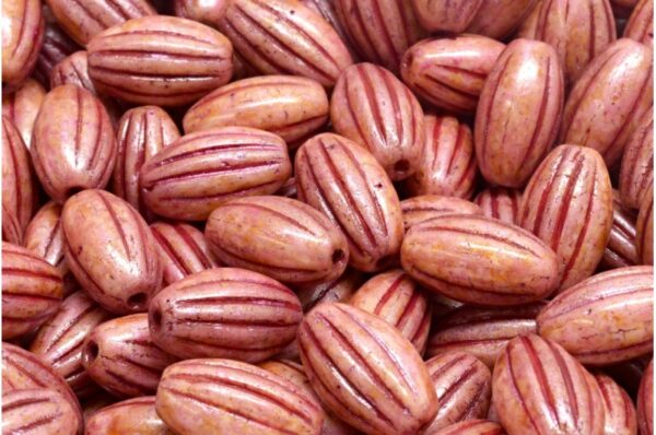 Olive Melon Beads 14x8mm - Image 1