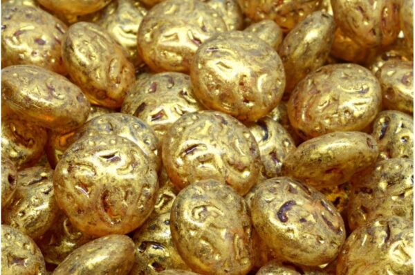 Lentil Beads with Ornaments 14mm - Image 1