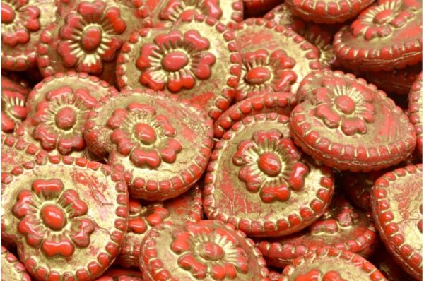 Heart Beads With Rose 17x17mm - Image 1