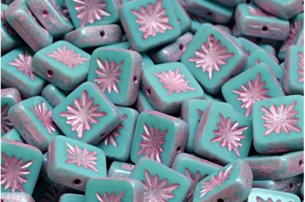 TCB Squared Kiwi Beads 10x10mm - Image 1