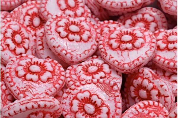 Heart Beads With Rose 17x17mm - Image 1