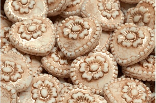 Heart Beads With Rose 17x17mm - Image 1