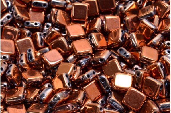 2 Holes Pressed Tile Beads 6x6mm - Image 1