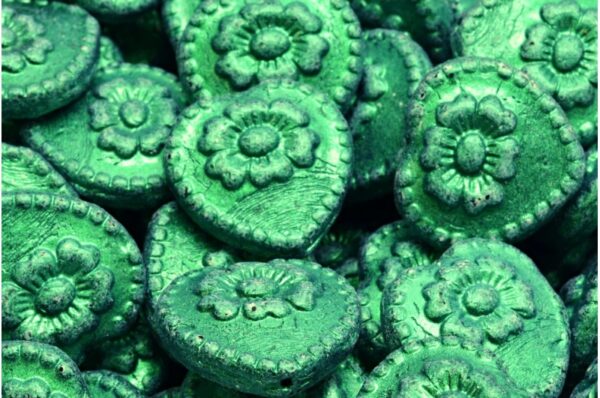 Heart Beads With Rose 17x17mm - Image 1