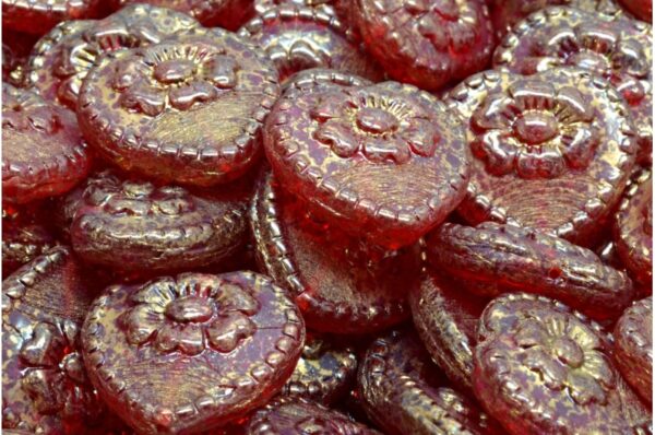 Heart Beads With Rose 17x17mm - Image 1