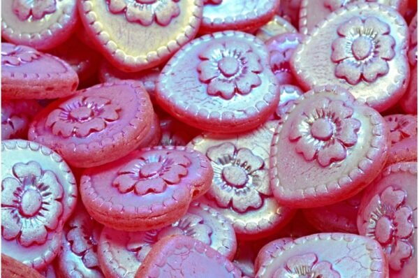 Heart Beads With Rose 17x17mm - Image 1