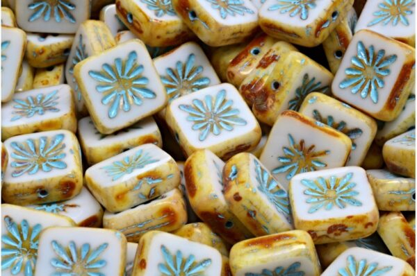 TCB Squared Kiwi Beads 10x10mm - Image 1