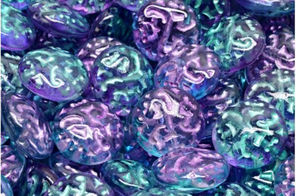 Lentil Beads with Ornaments 14mm - Image 1