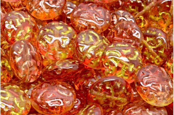 Lentil Beads with Ornaments 14mm - Image 1