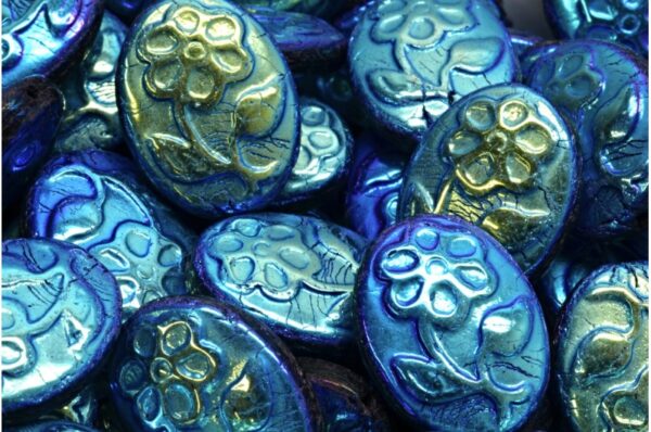 Oval With Flower Beads 21x16mm - Image 1